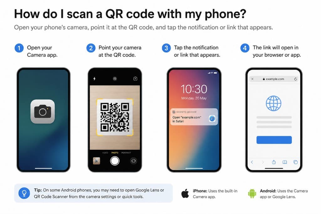 Stappengids: QR-code scannen met de telefooncamera.